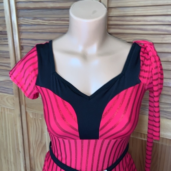 Curtain Call jazz tap dance dress full leotard bottom red stretch Lycra MEDIUM - Picture 2 of 11
